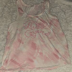 Lucky Brand Pink and White Tie-Dye Tank